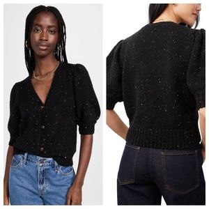 Rails knit black isla speckled wool blend cardigan sweater